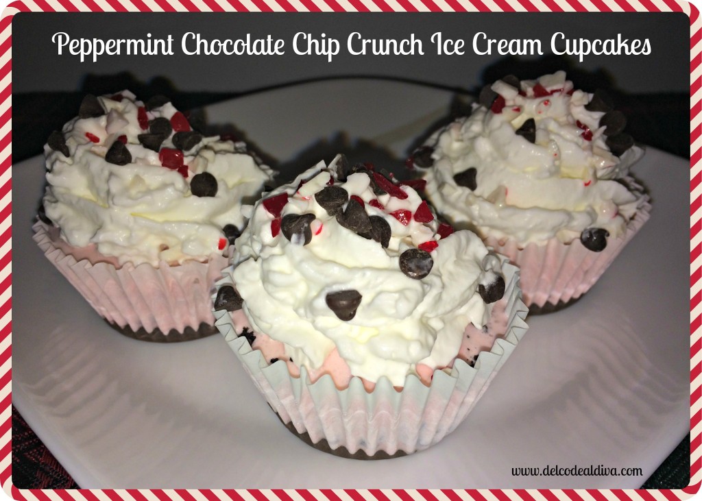 peppermint Chocolate chip crunch ice cream cupcakes